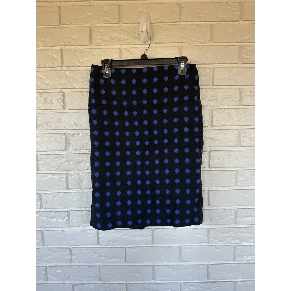 Talbots‎ Y2K Polka Dot Pencil Skirt Women's Size 4 Black Blue Stretch